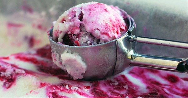 Coconut Ice Cream with Blackberry Swirl